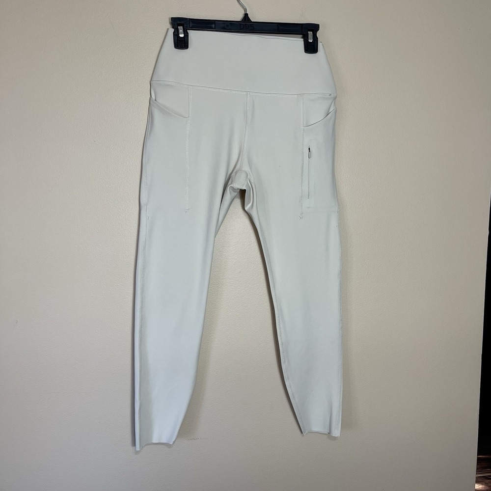 Spyder Active Womens High Waisted Leggings Cream Off-White Pockets Medium SP6018
